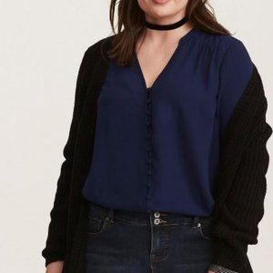 Torrid navy blue blouse, 1x, georgette, harper